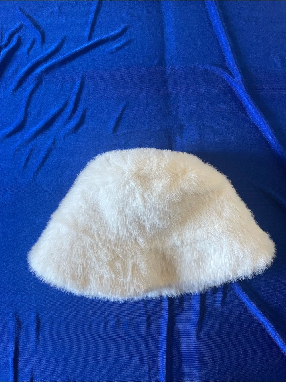 Cream Faux Fur Bucket Hat | Fluffy Plush Winter Hat | Y2K